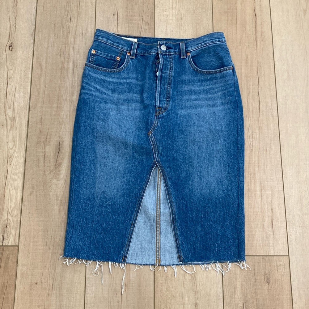 Levi's Blue Denim Midi Skirt